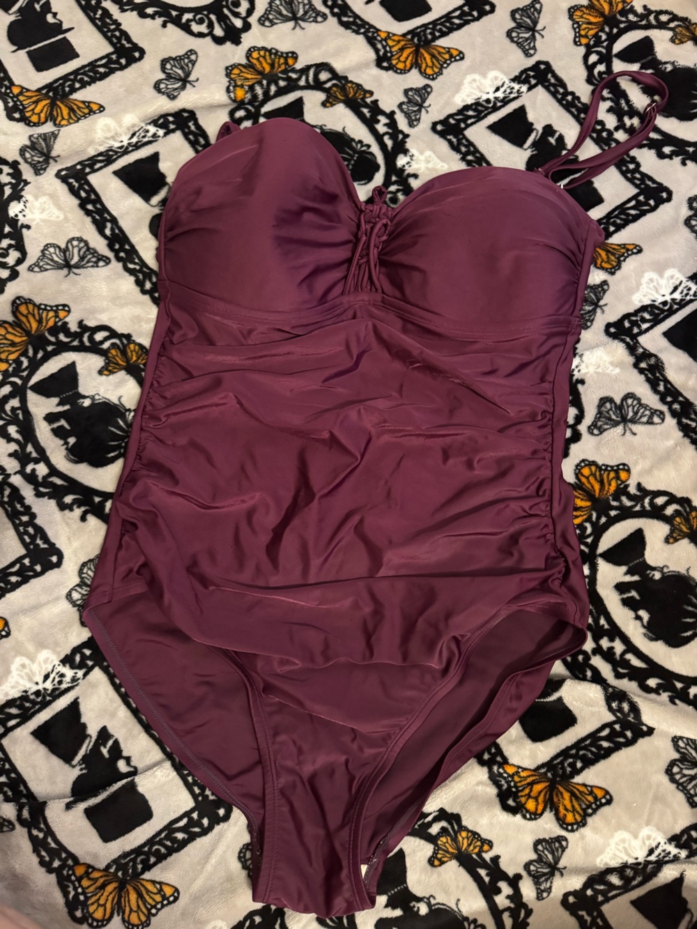Women’s Burgundy One-Piece Chemise Swimsuit